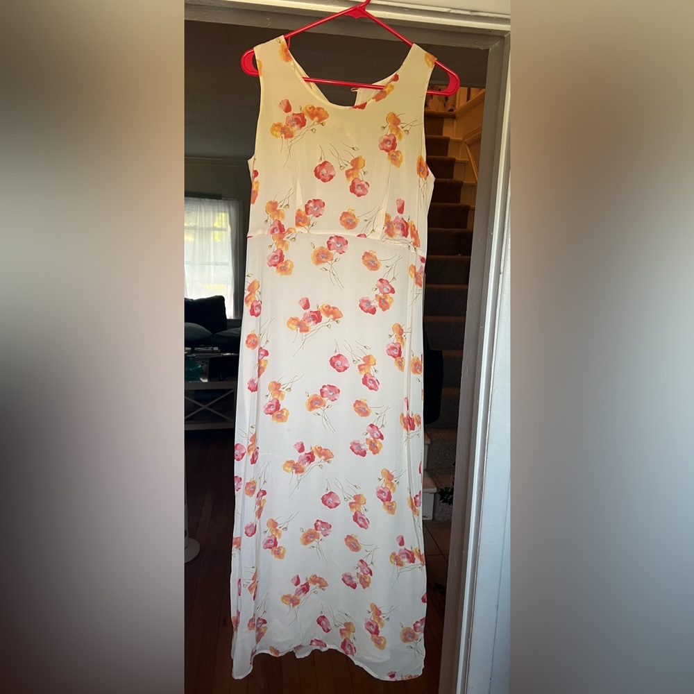 Eddie Bauer Cream Floral Maxi Dress